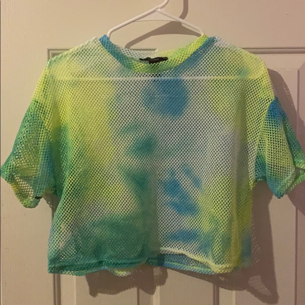 Neon mesh crop top